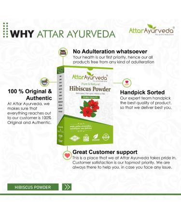 Attar Ayurveda Hibiscus Powder for Hair Growth - Vegan Pure & Natural Dandruff Reduction 100GM - Buy Online on GoSupps.com