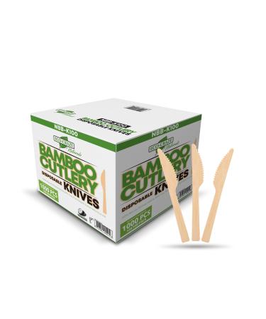 Eco-Craze (1000 Count) Bamboo Disposable Knives 100% Natural & Biodegradable Alternative to Plastic Knives Compostable Bamboo Knives for Party