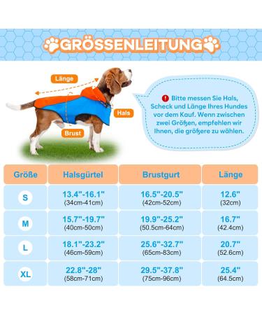 Shop Waterproof Rain Jacket for Dogs - Adjustable Reflective Coat for All Sizes - DQGHQME Ultra-Light Blue & Orange XL - Buy Online on GoSupps.com