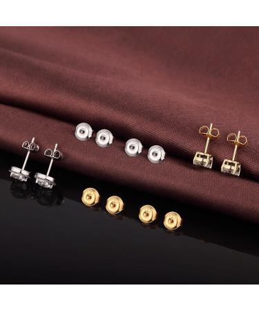 3-Pairs Locking Earring Backs for Studs,14K Plated White Gold Earrings Back for Studs Secure,Hypoallergenic Earring Backs Apply to Earring Backs for