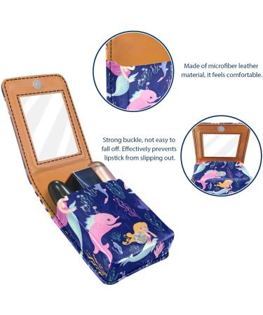 Travel Lipstick Organizer Case | Portable Makeup Bag with Mirror | Cute Mermaid Ocean Design Shop Internationally - Buy Online on GoSupps.com