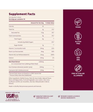 Snap Supplements Nitric Oxide Beet Root Soft Chews + Nitric Oxide Booster Bundle 60 Sugar-Free Soft Chews + 90 Vegetarian Capsules - Buy Online on GoSupps.com