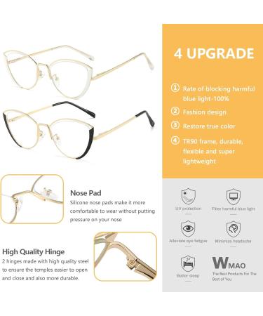 Buy Retro Blue Light Blocking Cat Eye Glasses - Anti Eyestrain & UV Protection | Trendy Metal Frame Gold-Pink | International Shipping - Buy Online on GoSupps.com