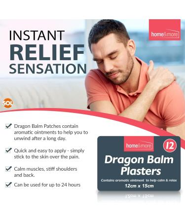 12pk Dragon Balm Plasters | Adhesive Heat Patches for Back, Neck, Shoulder & Muscle Pain | Knee Arthritis Relief | Self-Adhesive Heat Patch 15cm - Buy Online on GoSupps.com