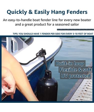 Premium 3/8 x 6' Boat Fender Lines 4 Pack - Double Braid Nylon Dock Lines for Boat Bumpers - J-FM TWNTHSD - 4 Pack - Buy Online on GoSupps.com