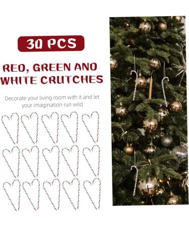 Ciieeo 30pcs Simulated Candy Cane Xmas Candy Canes Candy Crutch Christmas Pendant Sugar Candy Canes Plastic White Green Red 15X4cm - Buy Online on GoSupps.com