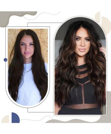 LAAVOO Real Hair Tape Extensions - Brown Ombre Skin Weft 50cm 20 Pcs Invisible Tapes Dark Brown to Light Brown Balayage 50g #2/8/2 - Buy Online on GoSupps.com