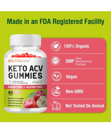 Organic Keto ACV Gummies for Weight Loss | Sugar & Gluten Free Apple Cider Vinegar Supplement for Fat Burn & Metabolism Support (1200MG 60 Count - Buy Online on GoSupps.com
