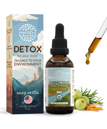 HerbEra Connecticut Herbal Detox Blend - USDA Organic Extract Made in USA | Immune & Liver Support Liquid Drops | Amla Dandelion Root Milk Thistle Chaparral Cordyceps | 2 fl oz