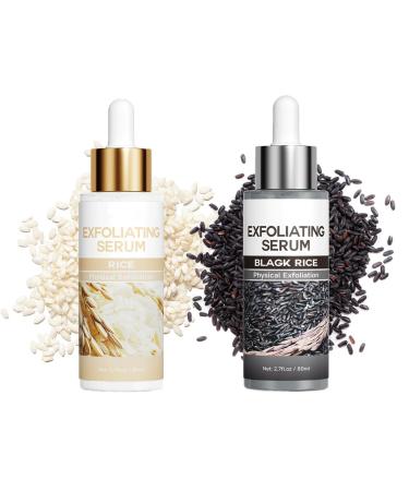 Lot de 2 ampoules exfoliantes avec riz s rum exfoliant au riz blanc et noir duo exfoliant pour une peau clatante | Exfoliant doux pour peau lisse limine les cellules mortes