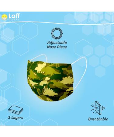 Laff Masks Kids Disposable Face Masks | Ages 4-12 | 50 Pack | Dino Camo - Buy Online on GoSupps.com