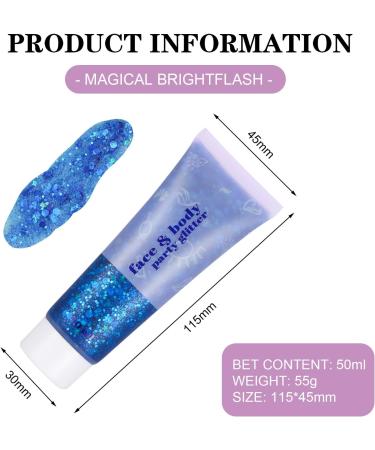 3Pcs Mermaid Sequins Chunky Glitter Gel Kit - 50ml Body, Face, Eye, Hair, Nail Glitter Liquid Gel for Festival Party Makeup - Buy Online on GoSupps.com