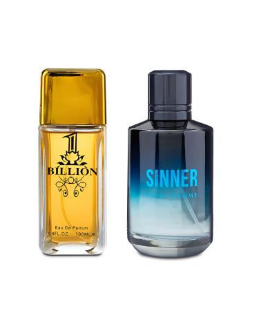 1 Billion&Sinner Combo Men's Cologne- Eau De Toilette Spray Perfume Fragrance For Men- Daywear Casual Daily Cologne Set 3.4 Oz Bottle- Ideal EDT Beauty Gift for Birthday Anniversary