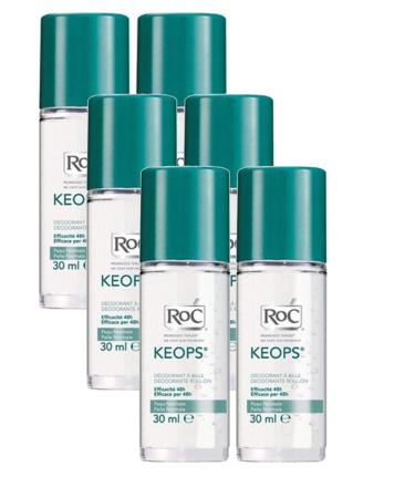 RoC - Keops Roll-on Deodorant - Fragrance-free - Alcohol-free - Pack of 6 x 30 ml (6)