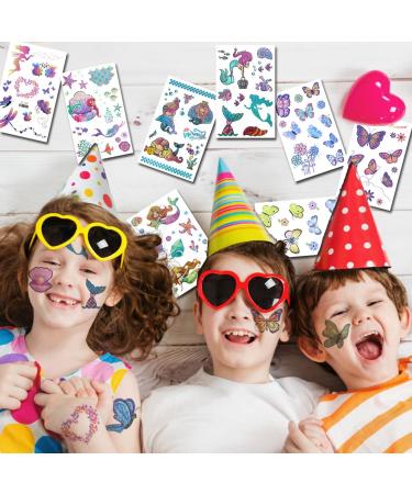 CHARLENT Glitter Butterfly & Mermaid Tattoos for Girls - 240 Pcs Temporary Tattoos for Birthday Party Favors - Buy Online on GoSupps.com