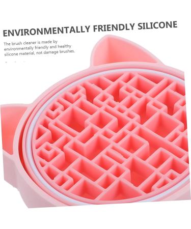 Buy 2-in-1 Makeup Brush Storage Box & Cleaner Mat - Cute Pink Silicone 11x11cm | Perfect for Sponge & Brush Care - Buy Online on GoSupps.com