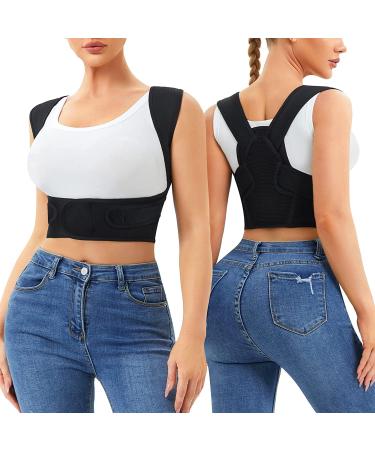 Bafully back support posture correction adjustable to support the back to relieve back pain and shoulders XL/XXL black black XL-XXL