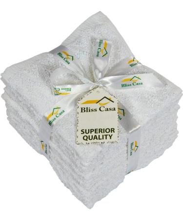 Bliss Casa Chevron White Washcloths Set - 12x12 Inch, 100% Cotton, 12 Pack - Soft & Absorbent Face Towels - Buy Online on GoSupps.com