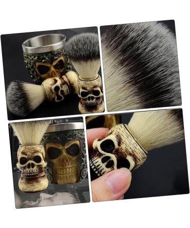 Minkissy Skull Beard Brush Set - Premium Shaving Brush with Resin Handle | Ideal for Men's Grooming | 9x7.2cm Skull Design - Buy Online on GoSupps.com
