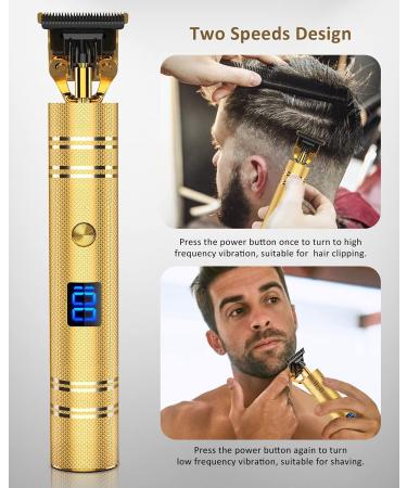 Qhou T-Blade Hair Trimmer for Men - Cordless, Zero Gapped, Rechargeable Beard Shaver with LED Display - Gold - Buy Online on GoSupps.com