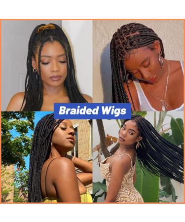 Bilisar Box Braid Wig for Black Women - 30 Inch Hand Braided Synthetic Lace Front Wig with Baby Hair - Lightweight Knotless Cornrow Braids in Natural Black (1B) - Buy Online on GoSupps.com