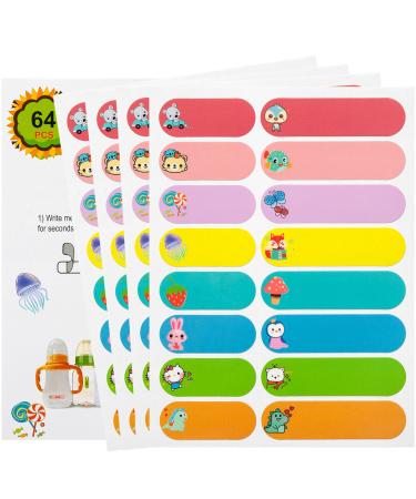 Baby Bottle Labels for Daycare  64 PCS School Supplies Name Label Stickers for Kids Stuff  Waterproof Daycare Labels Self-Laminating  Dishwasher Safe  Toddler Preschool Labels for Sippy Cup  Lunch Box 4sheets-64pcs