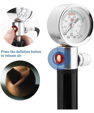 Ball Pump with Pressure Gauge - Sports Air Pump for Basketball, Football, Soccer, Rugby, Volleyball - Includes Inflation Needles & Release Valve - Buy Online on GoSupps.com