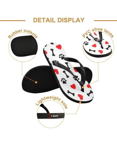 Mnsruu Dog Paw Print Red Heart Flip Flops - Stylish Comfort for Home Hotel Spa & Travel - Unisex M for Men & Women - Buy Online on GoSupps.com