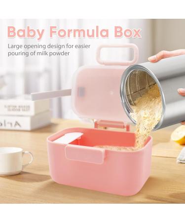 Baby Milk Powder Dispenser with Bib, 400ML Portable Formula Pot for Travel - Pink - Buy Online on GoSupps.com