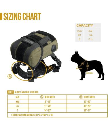 OneTigris Eureka Small Dog Backpack - Hiking Backpack with Poop Bag Dispenser for Small Dogs - Green - Buy Online on GoSupps.com
