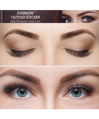 Sibba 4D Hair-Like Eyebrow Tattoos Stickers - 6 Sheets Brown Waterproof Transfers for Eye Makeup - Temporary Peel Off Brow Colors for Women and Girls - Buy Online on GoSupps.com