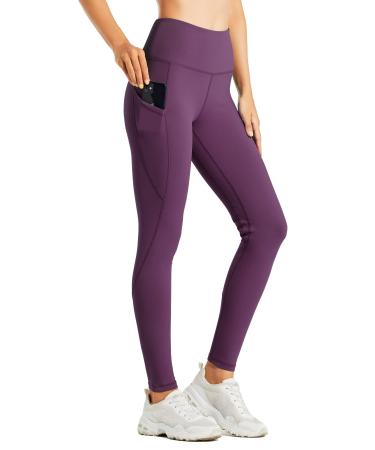Willit Women's Fleece Lined Leggings Water Resistant Thermal Winter Pants Hiking Yoga Running Tights High Waisted Purple Medium