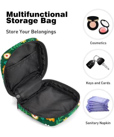 Floral Green Sanitary Napkin Storage Bag | Menstrual Cup Pouch | Nursing Pad Holder | Tampon Bags | Portable Period Bag for Women - Multi-colored - Buy Online on GoSupps.com