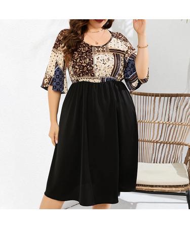 Iuhan Blue Summer Dress for Women | Plus Size Aline Sundress with Short Sleeve | High Waist Midi Swing Dress for Bridesmaids and Parties | 5X-Large Size - Buy Online on GoSupps.com