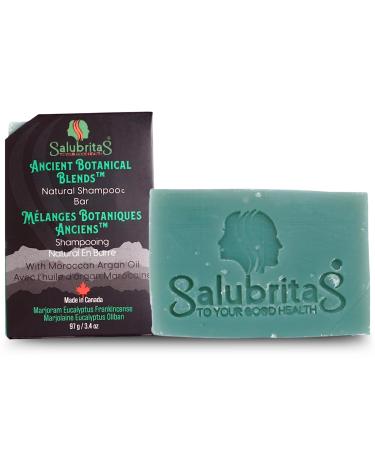 Unique Salubritas Shampoo Hair Bar Handmade Ayurveda 100% Natural Hair Shampoo Bar with Frankincense Argan Marjoram & Eucalyptus Essential Oils Hair Growth & Beard Bar Made in Canada 97g 1 pc