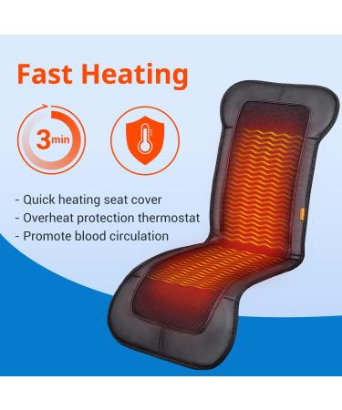 CARSHION Heated Seat Cover - Longer Size PU Leather with Fast-Heating Technology for Back, Waist, Thighs - Reduce Stress - Buy Online on GoSupps.com