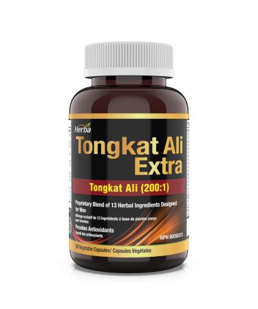 Herba Tongkat Ali Supplement for Men - 200:1 Extract 10 000mg Raw Tongkat Ali Equivalent | 60 Vegetable Capsules | Premium Tongkat Ali Extract Plus Extra | Made in Canada 60 count (Pack of 1)