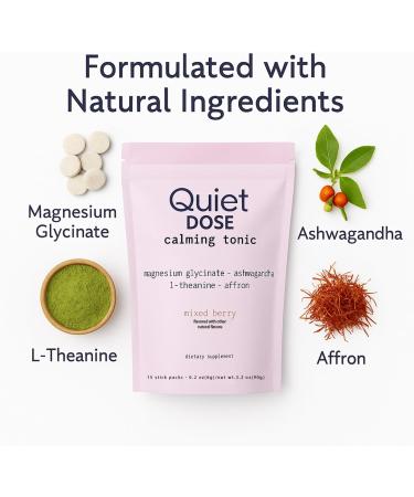 Quiet Dose Calming Tonic Quiet Dose Drink with Magnesium Glycinate Ashwagandha L-Theanine Affron for Relax & Focus Non GMO Vegan On The Go 15-Sticks Pack (Pineapple) - Buy Online on GoSupps.com