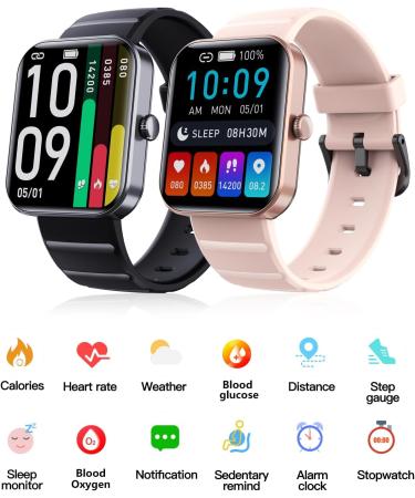 F21 Pro Blood Sugar Monitor Watch - Bluetooth Fashion Smartwatch for Non-Invasive Painless Blood Glucose Testing - Upgraded Black for Men and Women - Buy Online on GoSupps.com