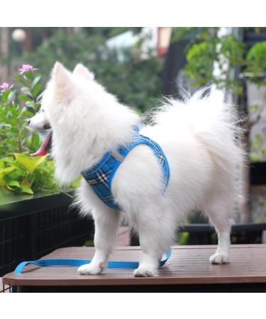 Suredoo Dog Harness for Small Dogs with Leash - Reflective Breathable Anti-Training - Blue Checked (M) | Perfect for Small & Medium Breeds - Buy Online on GoSupps.com