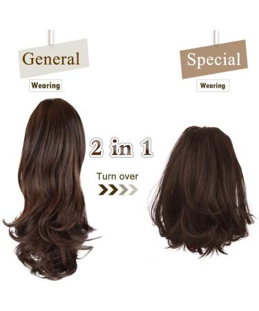 Sofeiyan 13 Long Curly Ponytail Extension | Claw Clip-in Synthetic Hairpiece for Women - Black/Medium Chestnut Brown Mix - Buy Online on GoSupps.com