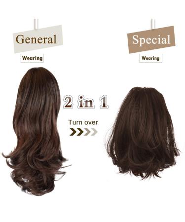 Sofeiyan 33cm Ponytail Extension - Natural Looking Long Curly Clip-In Claw Hair Extension for Women - Dark Brown/Golden Auburn - Buy Online on GoSupps.com