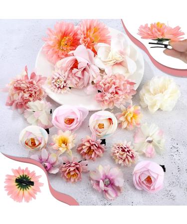 BBTO 21-Piece Flower Hair Clip Set - Rose Barrettes for Women - Boho Bride Hair Accessories - Pink & White Floral Hairpins for Girls Wedding - Buy Online on GoSupps.com