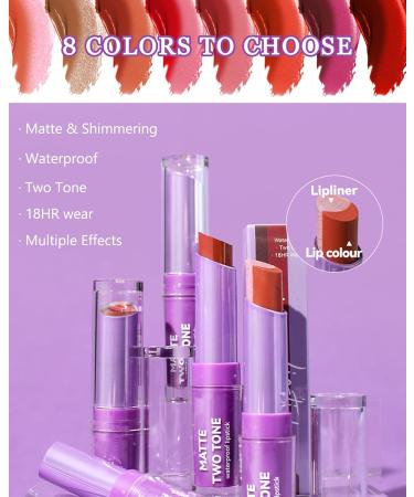 Lestpola Twotone lipstick matte lip balm longlasting lipstick waterproof lipstick creamy lightweight texture blendable tinted lip gloss for multilip makeup effect Thanksgiving - Buy Online on GoSupps.com