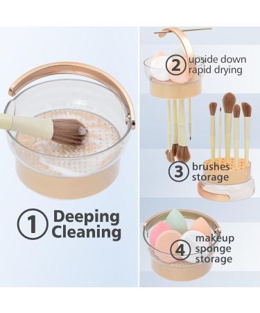 3-in-1 Makeup Brush Cleaning Mat & Holder - Easy Drying Storage & Organizer in Cream Color | International Shipping - Buy Online on GoSupps.com
