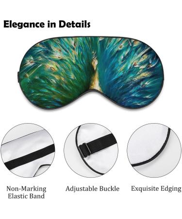 Watercolor Green Peacock Sleep Mask - Adjustable Eye Cover for Men and Women - Blocks Light for Night Travel and Nap - Buy Online on GoSupps.com