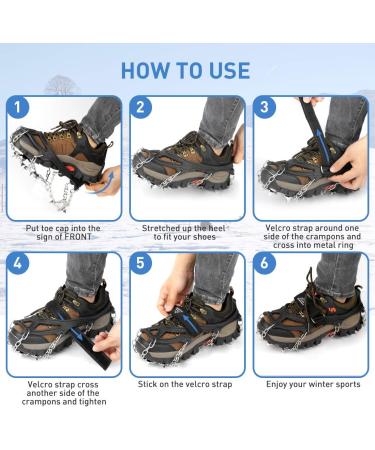 20-Spikes Traction Cleats for Ice and Snow - Ideal for Walking, Jogging, Climbing, Fishing, Hiking - Large Size - Buy Online on GoSupps.com