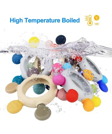Arudyo Silicone Rudder Teether with Wooden Ring for Babies - BPA Free, Soothing Teething Toy (Khaki) - Buy Online on GoSupps.com
