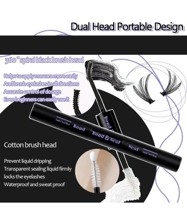 Qiveaory Lash Bond and Seal Kit 2Pcs DIY Lash Extension Waterproof Lashe Cluster Glue 72h Hold Portable Individual Lash Glue for Eyelash Extensions Beginners Black Bond&Clear Seal(5ml+5ml) - Buy Online on GoSupps.com