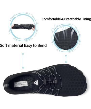 Limberun Quick-Dry Water Shoes | Wide Toe Barefoot Beach Shoes | 8 Women/7 Men | Black - Buy Online on GoSupps.com